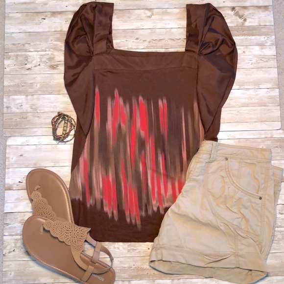 "One September" for Anthropologie, knit top w/ satin cap shoulder ruffle detail - Picture 1 of 11